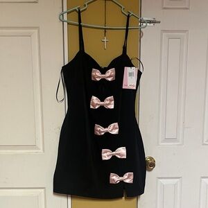 Avec Les Filles Black Dress with Pink Bows